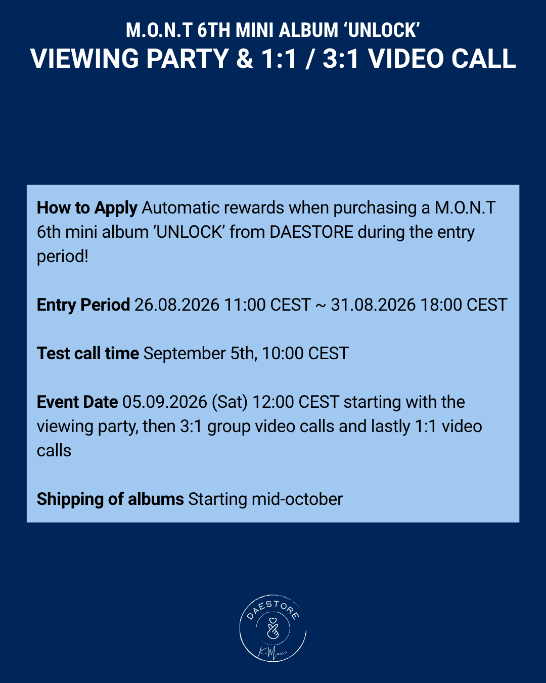 [VIDEO CALL EVENT] M.O.N.T - Unlock - 6th mini album